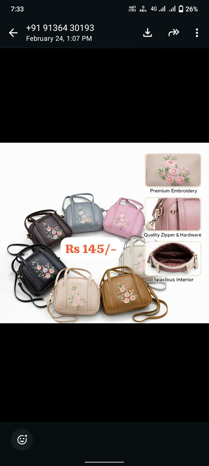 Premium Embroidered Mini Handbag for Women with Sling Strap
