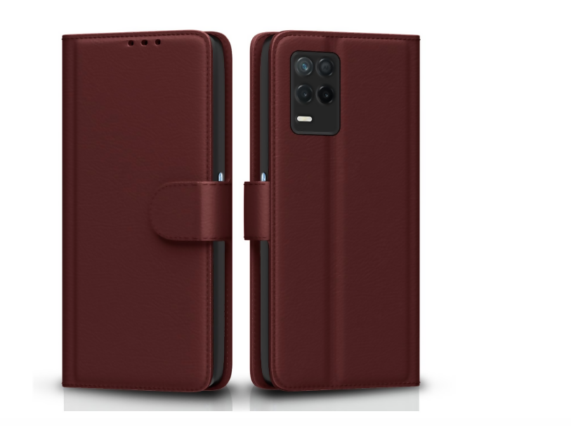 Realme 8 5G Premium Leather Flip Cover | Wallet Case with Card Slots | Magnetic Lock & Stand Feature